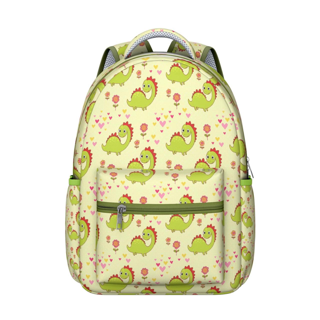 Dinosaur and Floral Print Student Backpack for Student Watercolor Dino ...